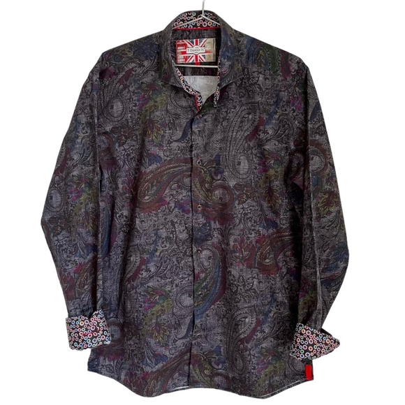 7 Downie St. Men's Large Color Contrast Premium Flip Cuff Button Down Shirt - Picture 7 of 13